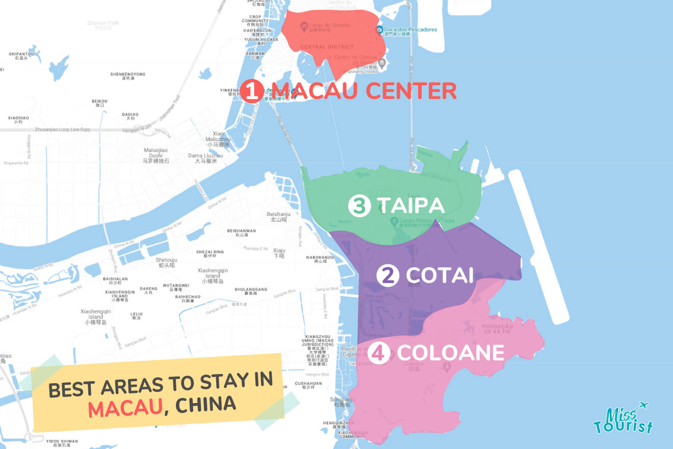 Map of best places to stay in Macau